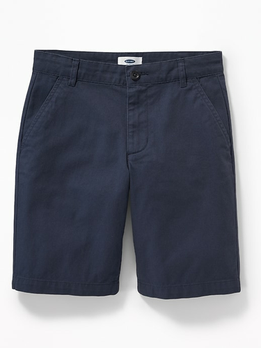 Boys Navy Slim Flat Front Shorts
