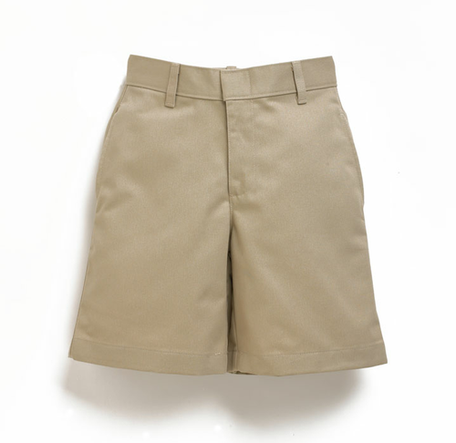 Boys Khaki Slim Flat Front Shorts